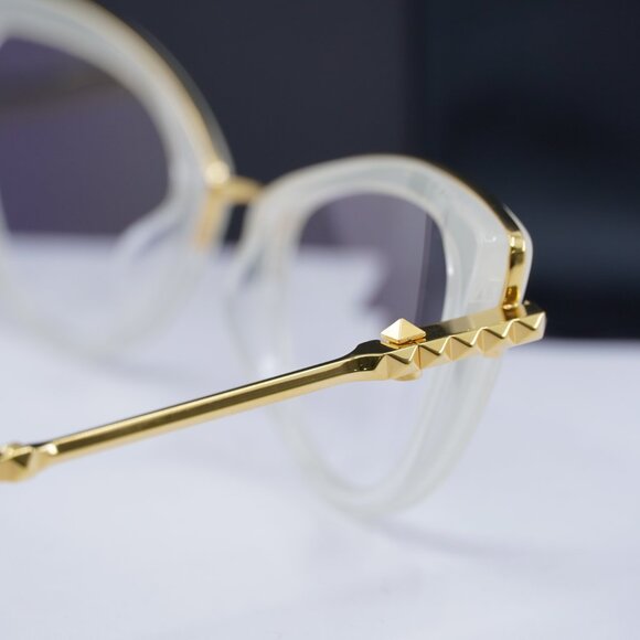 Valentino V-DAYDREAM VLX-123C Cat Eye Eyeglasses 51mm - Crystal Ivory/Gold - Picture 10 of 11